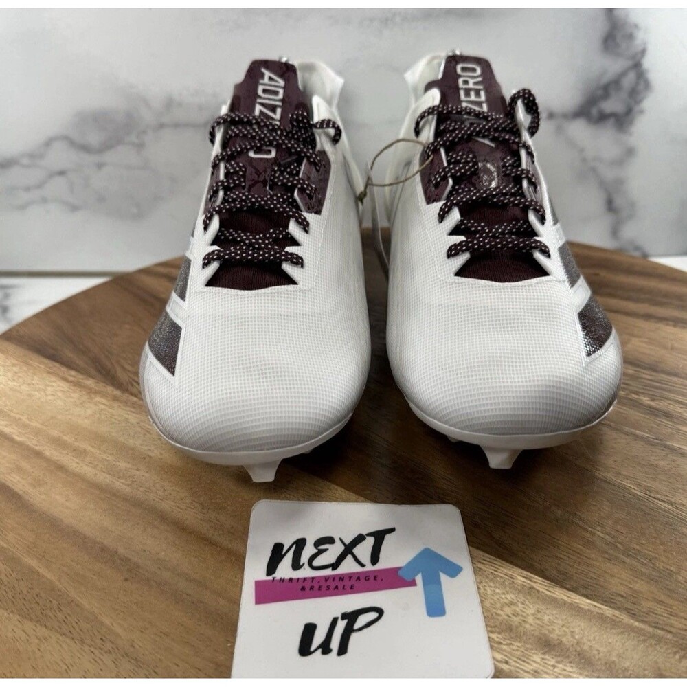 Men’s 13-adidas Adizero Electric 1 IE6289 Football Cleats White Maroon NEW - Picture 2 of 8